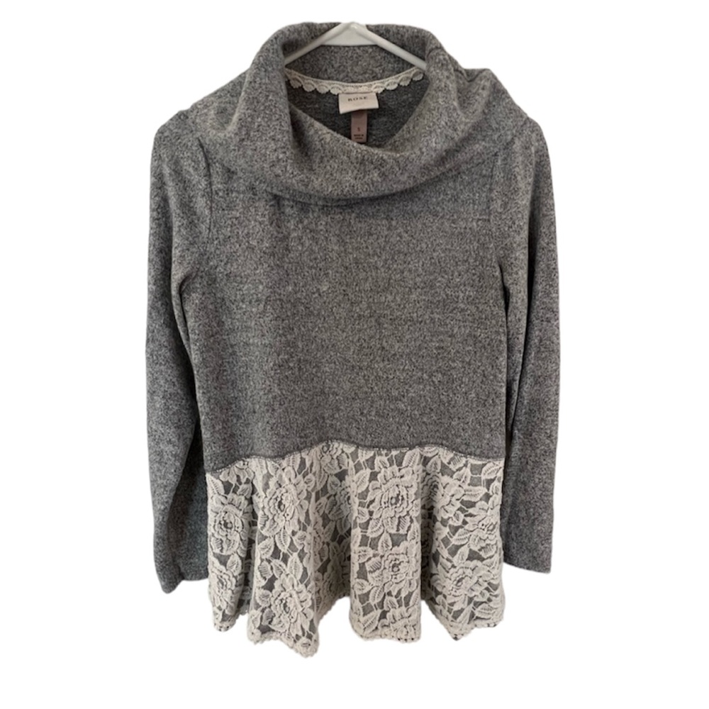 Knox Rose Cowl Neck Lace Sweater